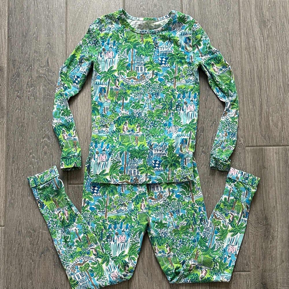 Lilly Pulitzer Tropical Green “On Holiday” Kids Pajamas